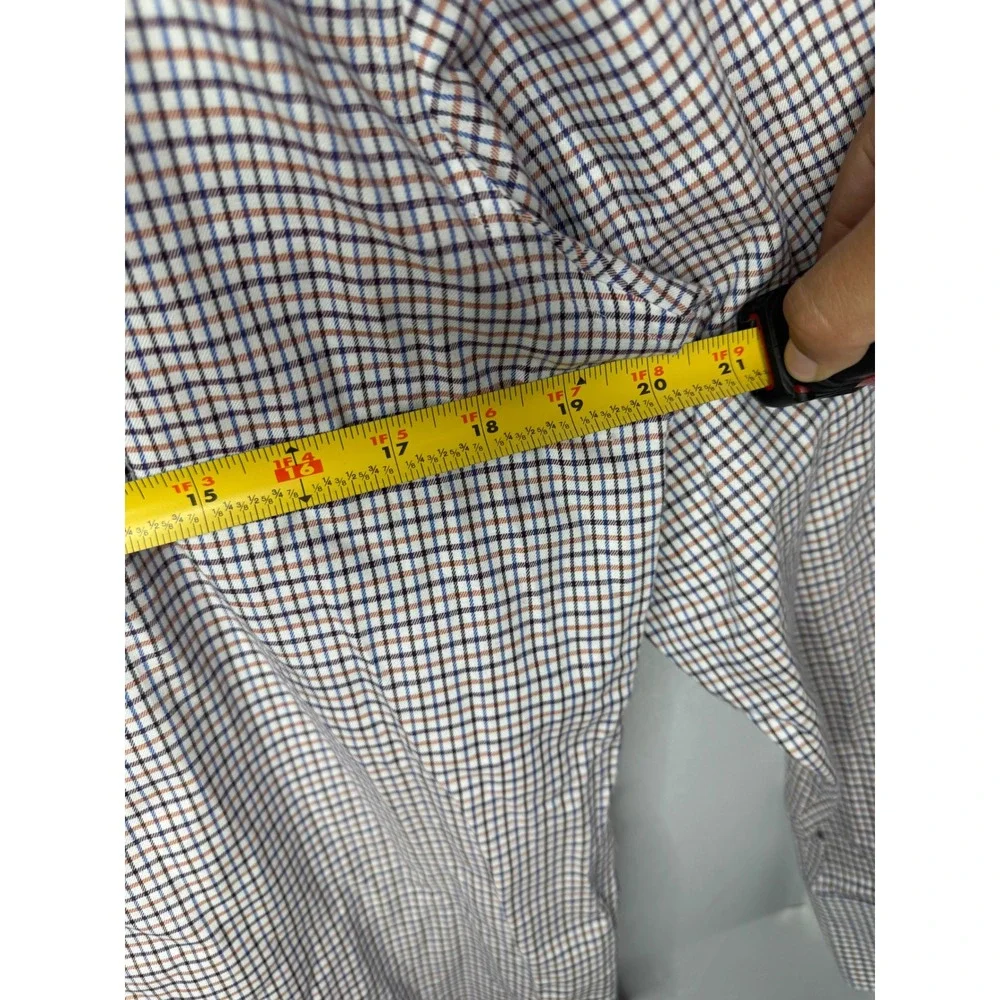 Banana Republic Mens Non-Iron Slim Fit Tattersall Check Button Down Shirt Blue M